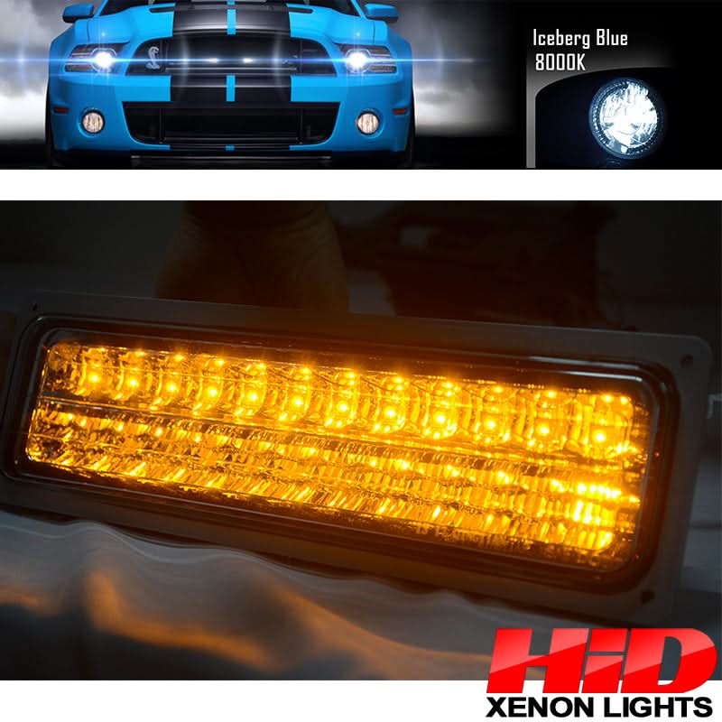 Fits 92-99 Chevy C10 Yukon Headlight Corner LED Bumper Lamp Smoked 8Pc