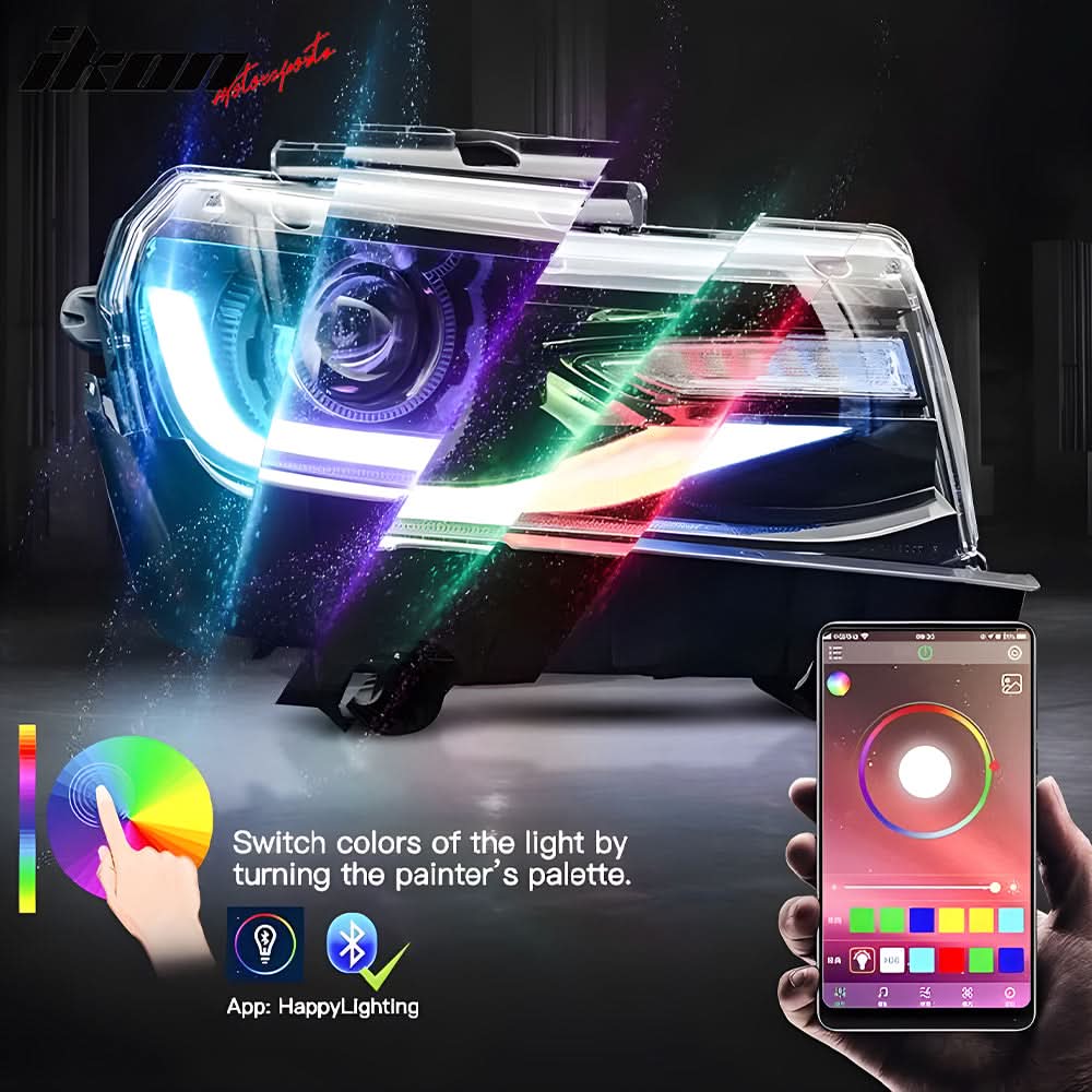 2014-2015 Chevy Camaro 6th Gen Style DRL LED Headlights with 20 Colors