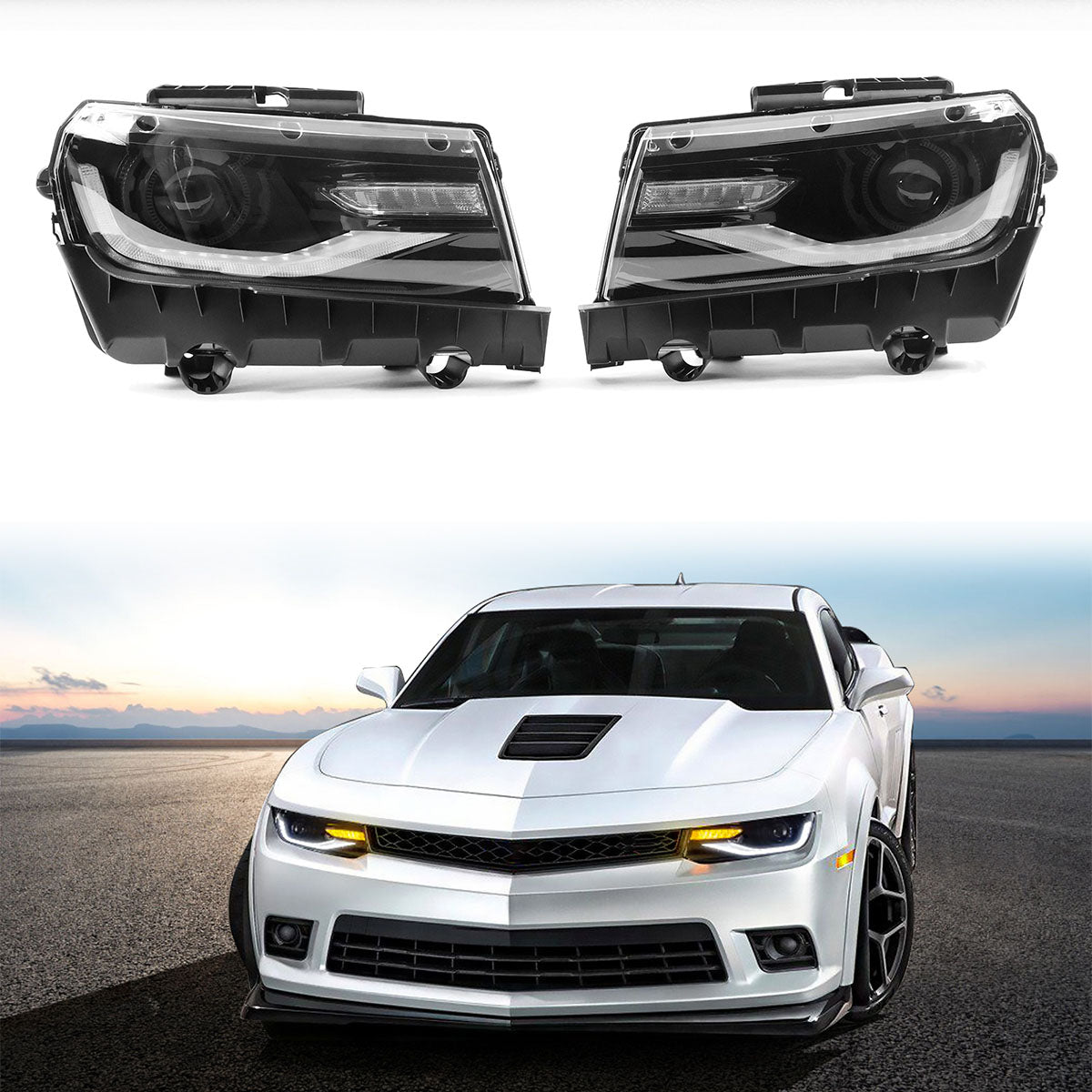 2014-2015 Chevrolet Camaro 6th Gen Style Projector DRL LED Headlights