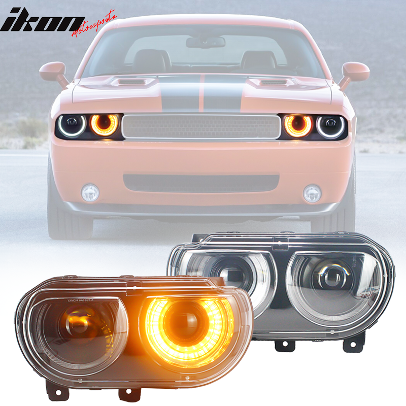 Fits 08-14 Challenger Front Bumper + Lip + Fender Flares + Headlights