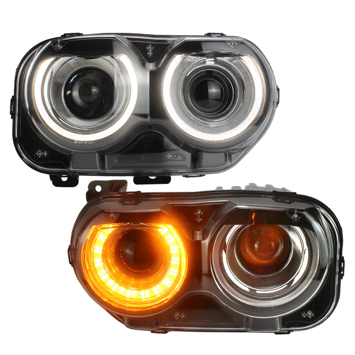 Fits 15-23 Dodge Challenger Sequential LED Halo DRL  Headlights