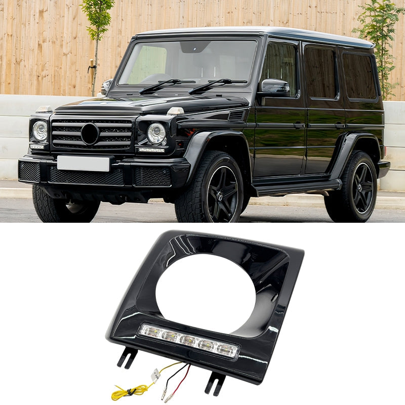 1990-2018 Benz W463 G500 G550 G55 G63 G65 Gloss Black Headlight Bezels