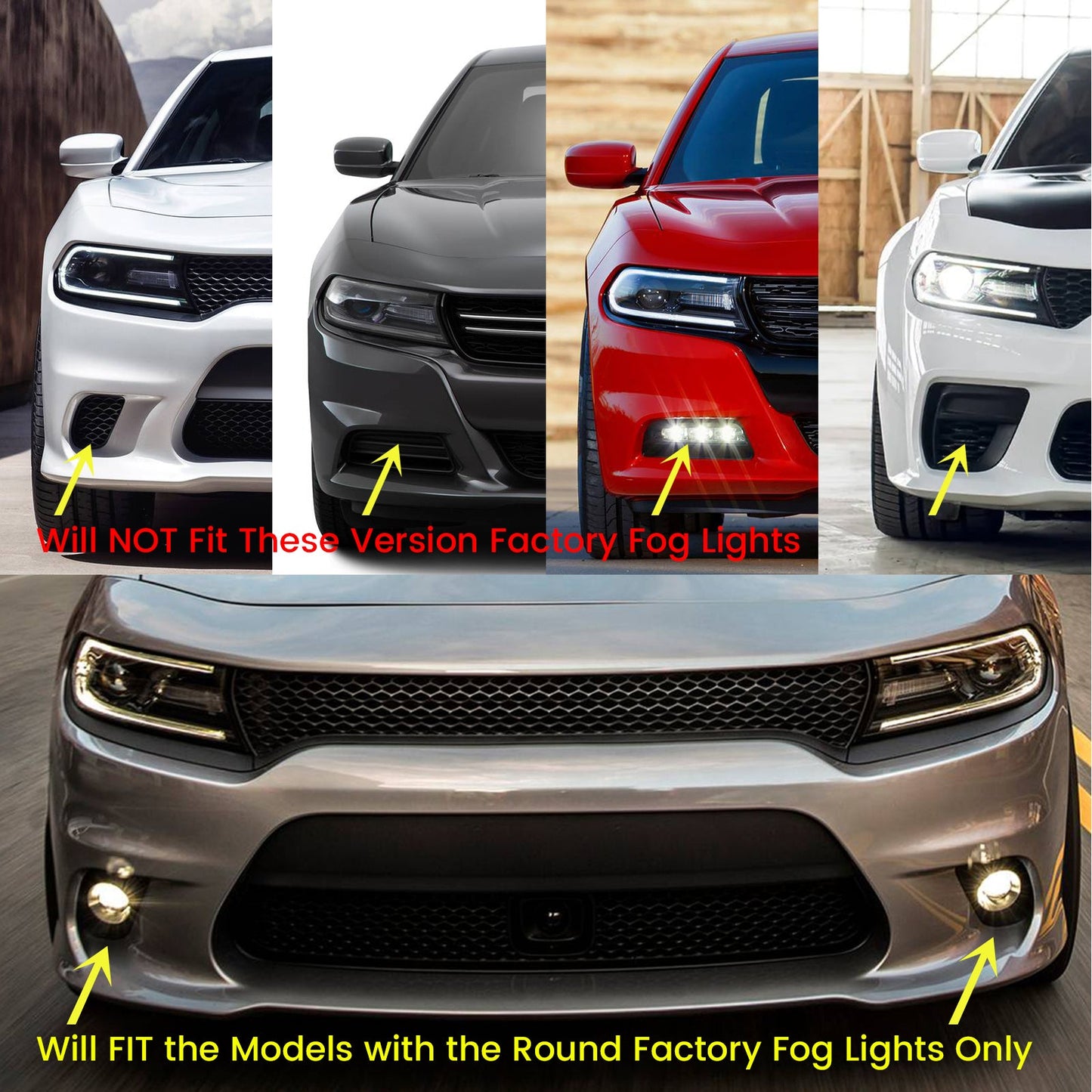 2015-2023 Dodge Charger Front Bumper Fog Lights Lamp H11 12V 55W Bulb