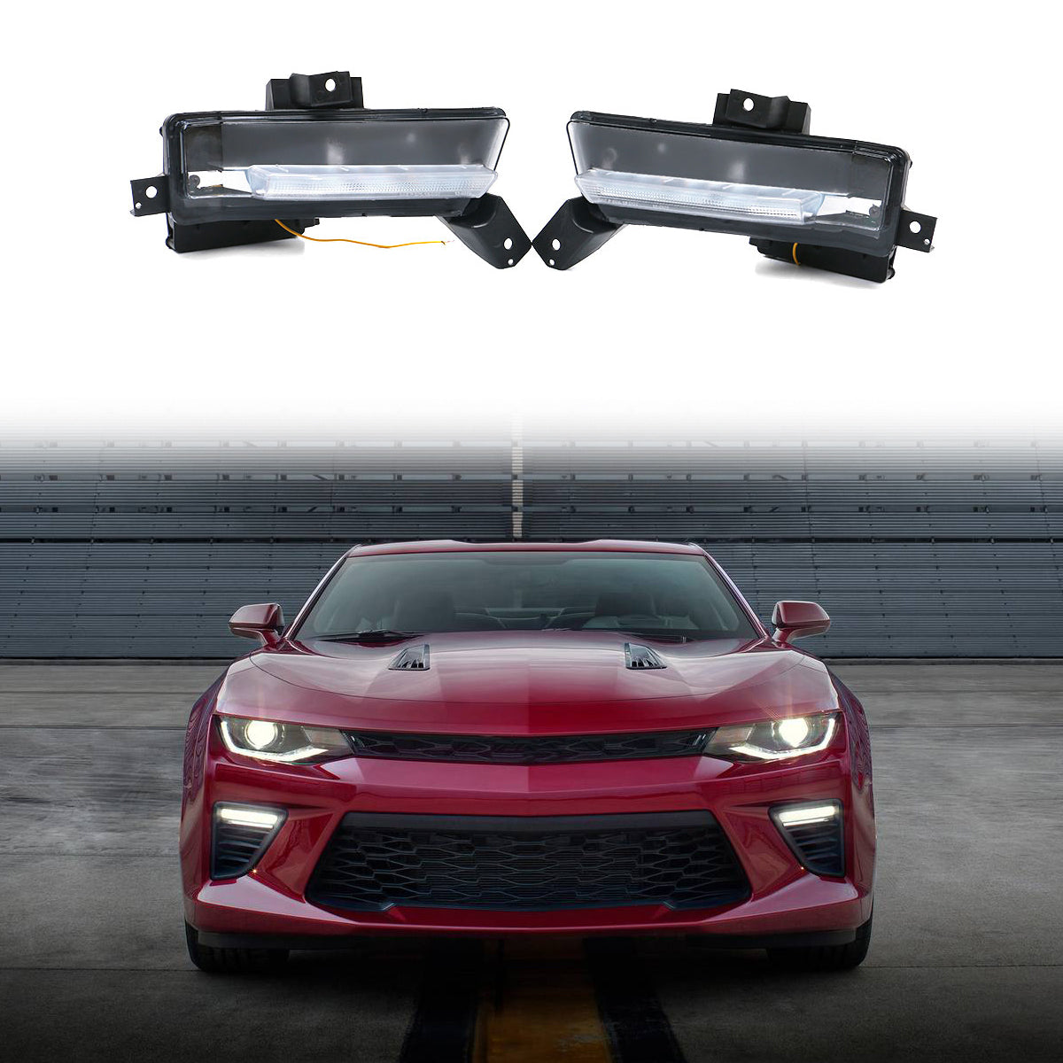 2016-2018 Chevy Camaro SS Fog Lights w/ Amber Truning Signal ABS PC
