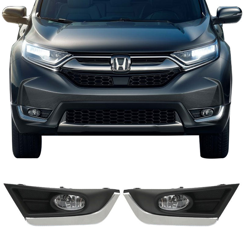 Fits 17-18 Honda CRV OE Front Foglight Kit Fog Lamp with Chrome Trim