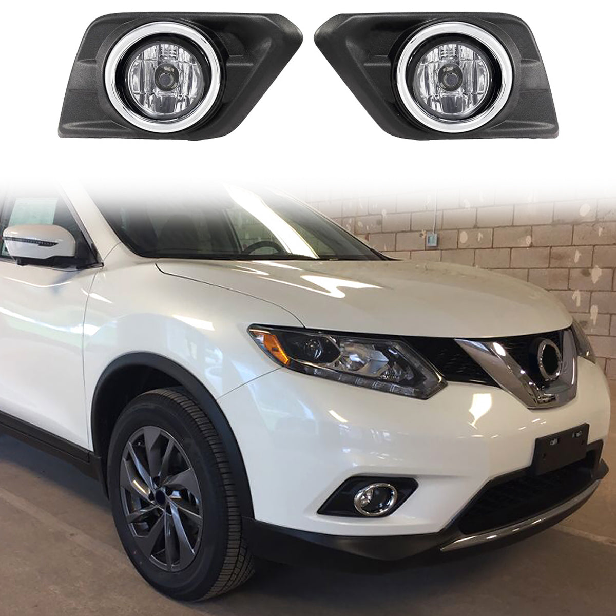 2014-2016 Nissan Rogue OE Style 2PCS Fog Lights Lamps W/Clear Lens