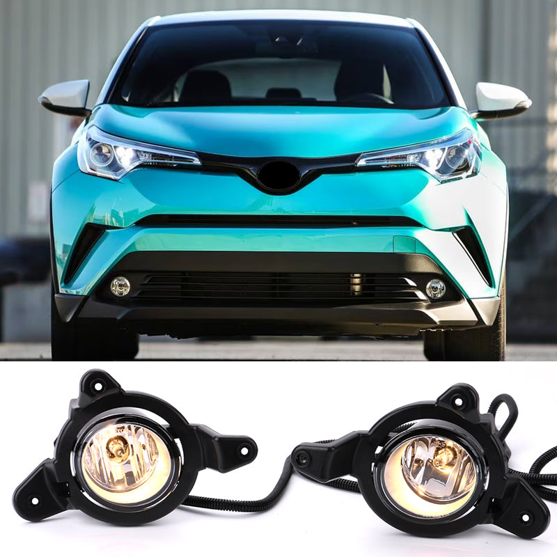 2017-2019 Toyota C-HR Black Housing Clear Lens Fog Lights Kit ABS