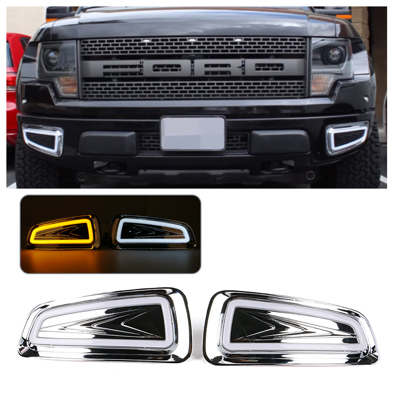 2011-2014 Ford F150 White Daytime Running Light Yellow Turn Signal