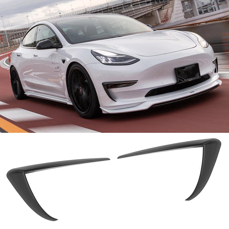 2017-2023 Tesla Model 3 Matte Black IKON Style Fog Light Trims ABS 2PC