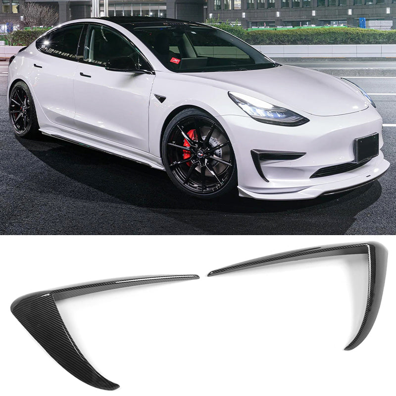 2017-2023 Tesla Model 3 Carbon Fiber Print IKON Style Fog Light Trims