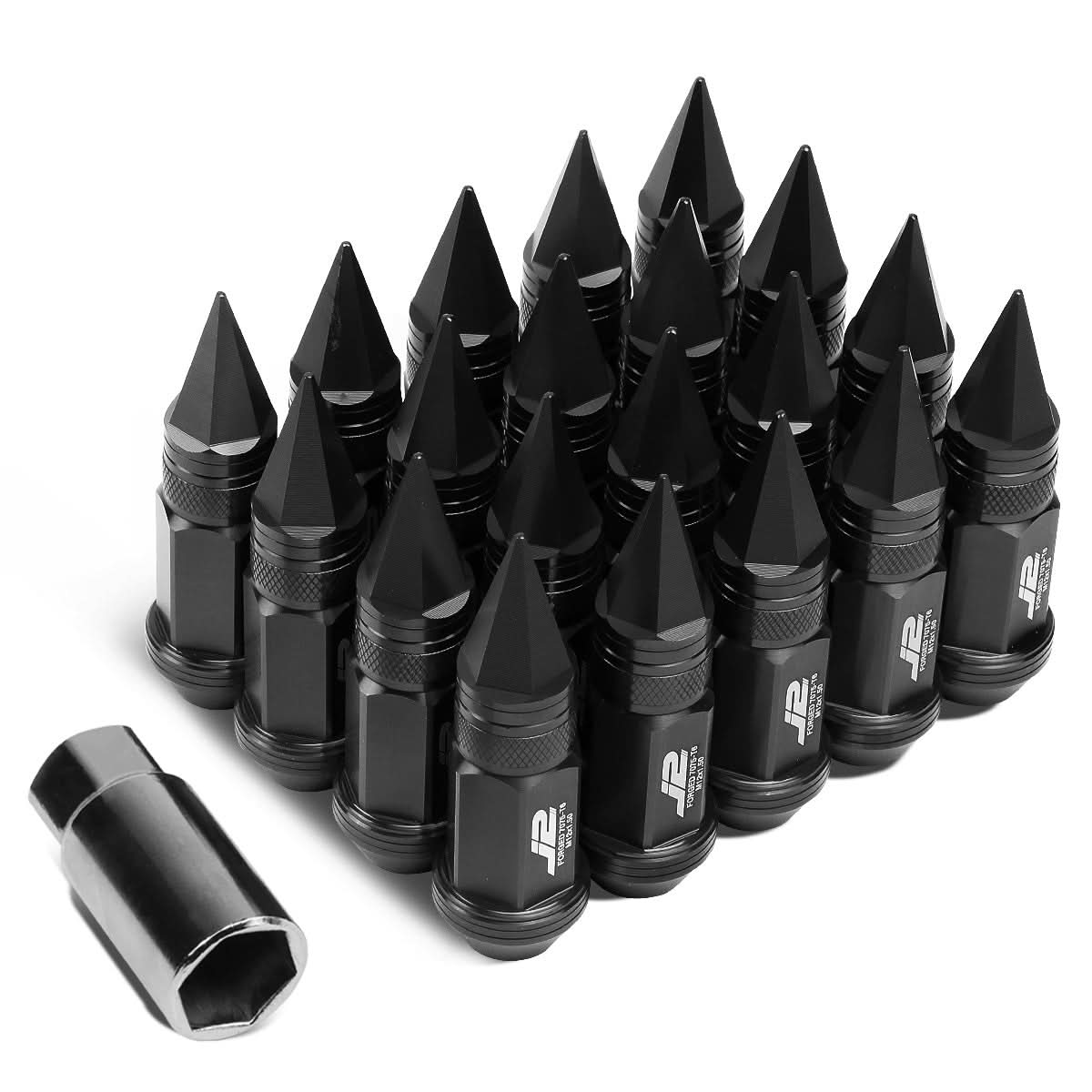 Spiked Cap Lug Nuts - Aluminum - 80MM - M12X1.5 - 20PCS w/ Adapter