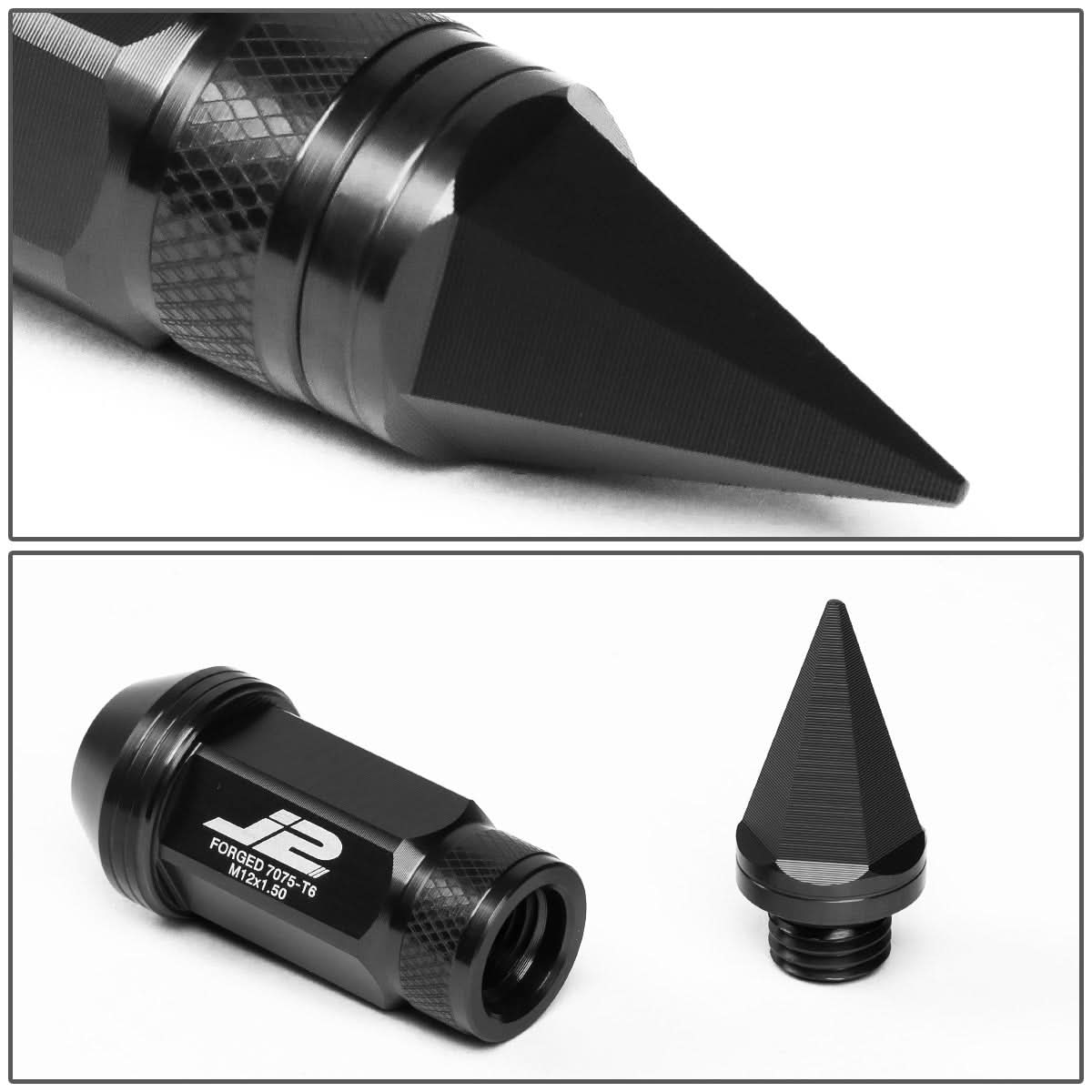 Spiked Cap Lug Nuts - Aluminum - 80MM - M12X1.5 - 20PCS w/ Adapter