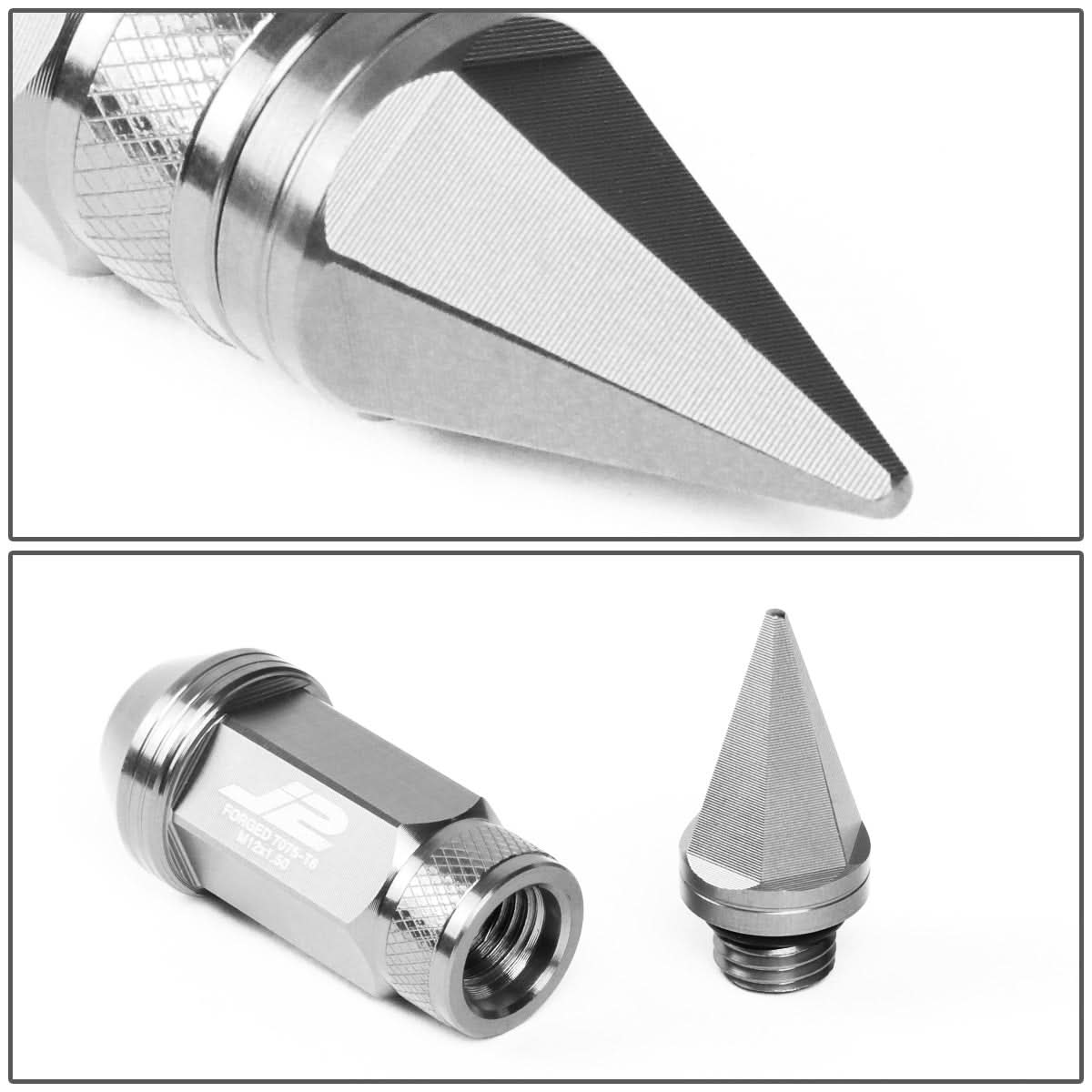 Spiked Cap Lug Nuts Set M12X1.5 80MM Aluminum 20PCS w/ Adapter