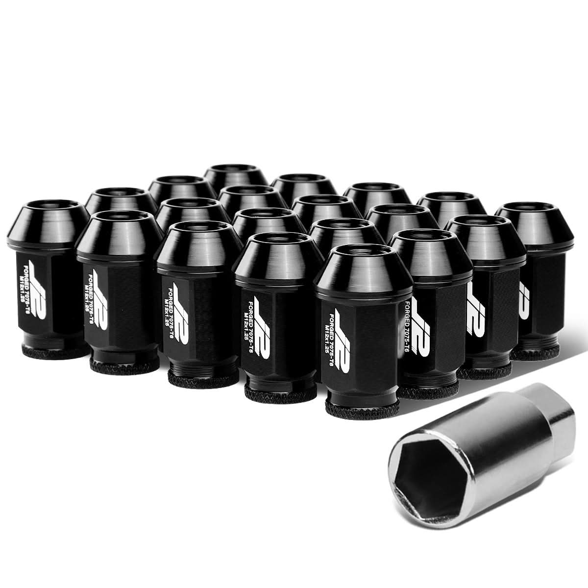 Universal Aluminum Lug Nuts - Open End 40MM M12x1.25 20pcs Black