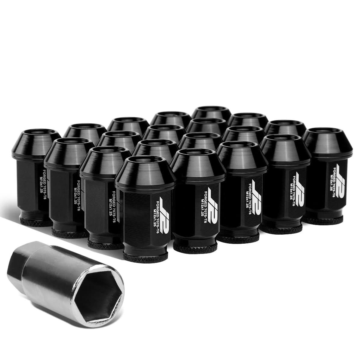 Universal Aluminum Lug Nuts - Open End 40MM M12x1.25 20pcs Black