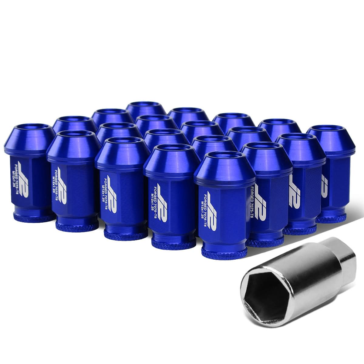 Aluminum Lug Nuts Open-End 40MM M12X1.25 20PCS with Adapter Blue