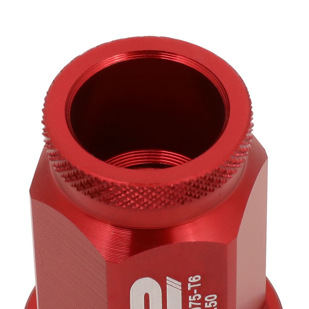 Aluminum Open-End Lug Nuts 40MM M12X1.5 Red 20PCS w/ Adapter