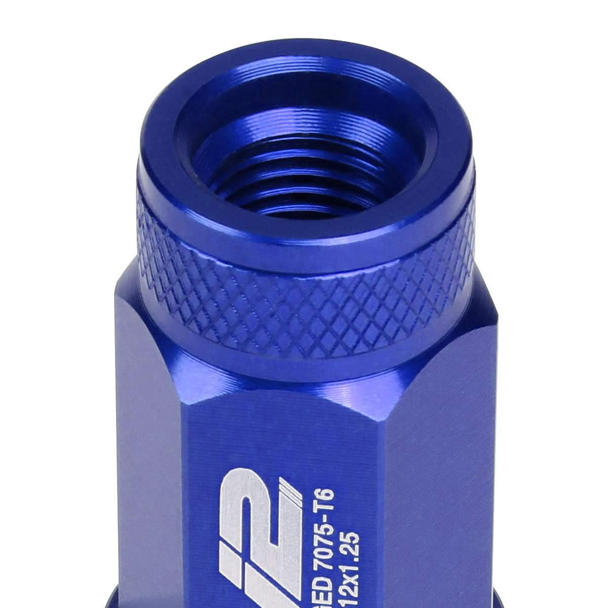 Aluminum Lug Nuts Open End 70mm M12x1.25 20pc Set with Key Blue