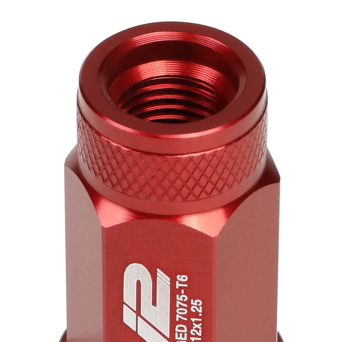 Red Aluminum Lug Nuts M12x1.25 Open End 70mm 20pc Set w/ Key