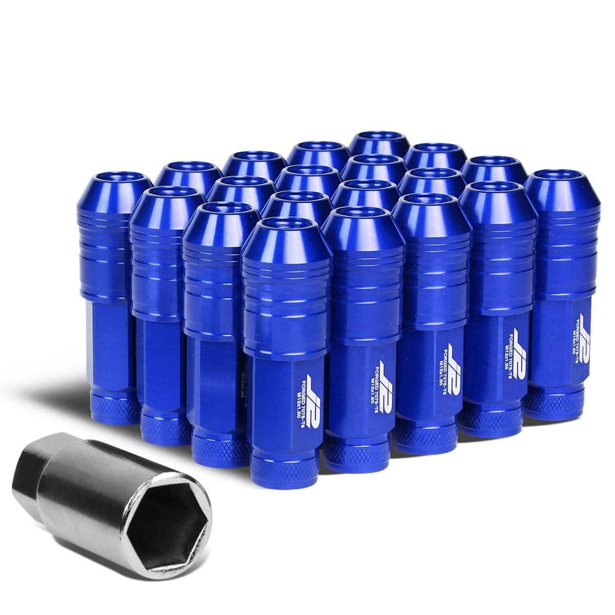 Universal Blue Aluminum Lug Nuts - 70MM Open End M12x1.5 20PC Set