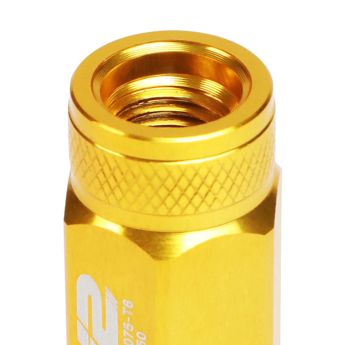Universal Aluminum Open-End Lug Nuts 70MM M12x1.5 20PCS w/ Adapter Gold