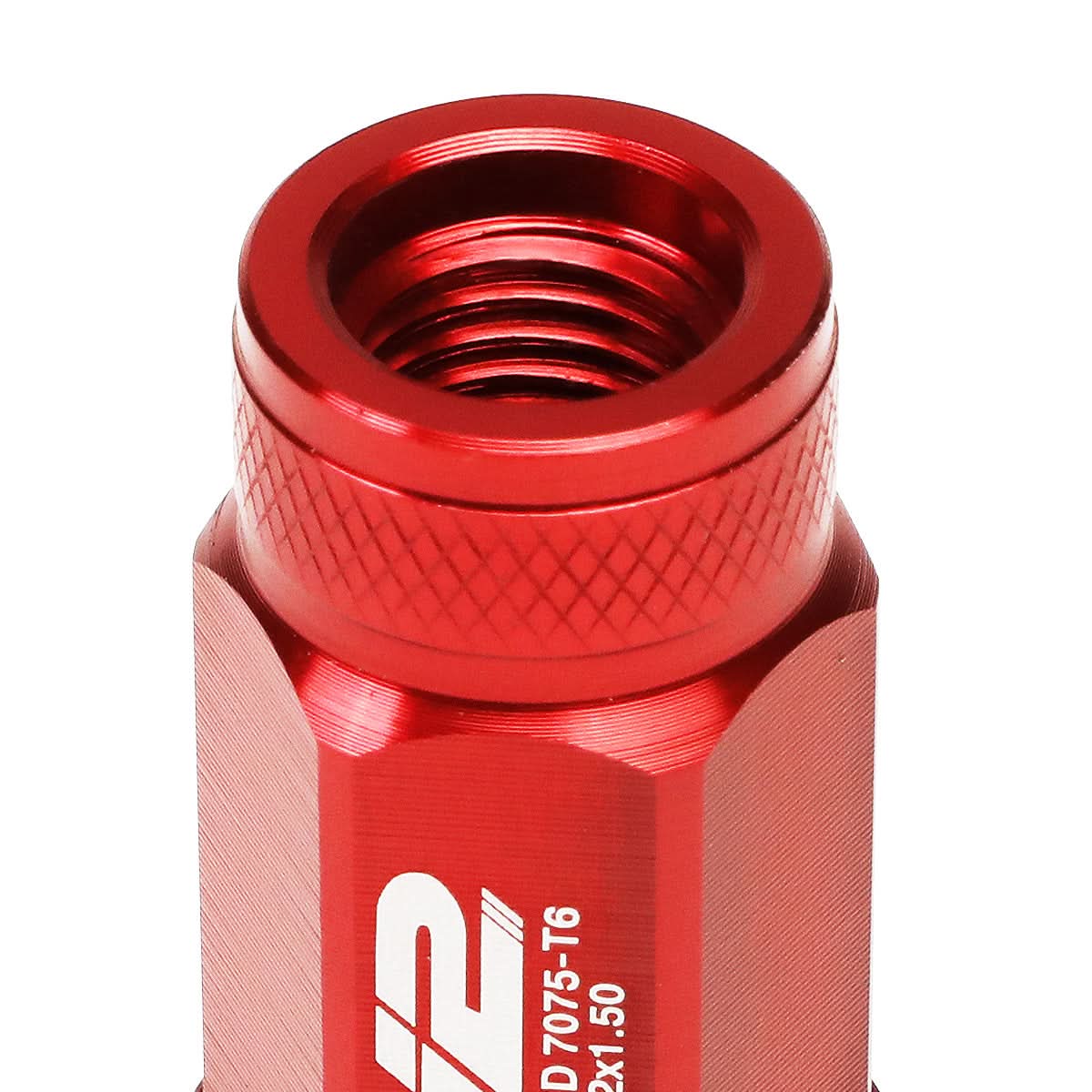 Aluminum Open-End Lug Nuts 70MM M12x1.5 Red 20PCS w/ Adapter