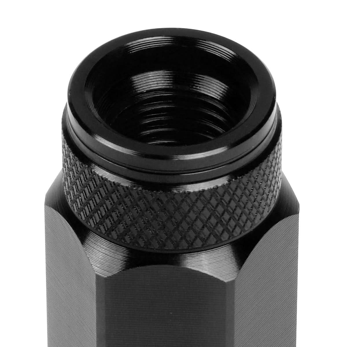 Aluminum Lug Nuts Open-End 70MM M12X1.25 20PCS w/ Adapter Black