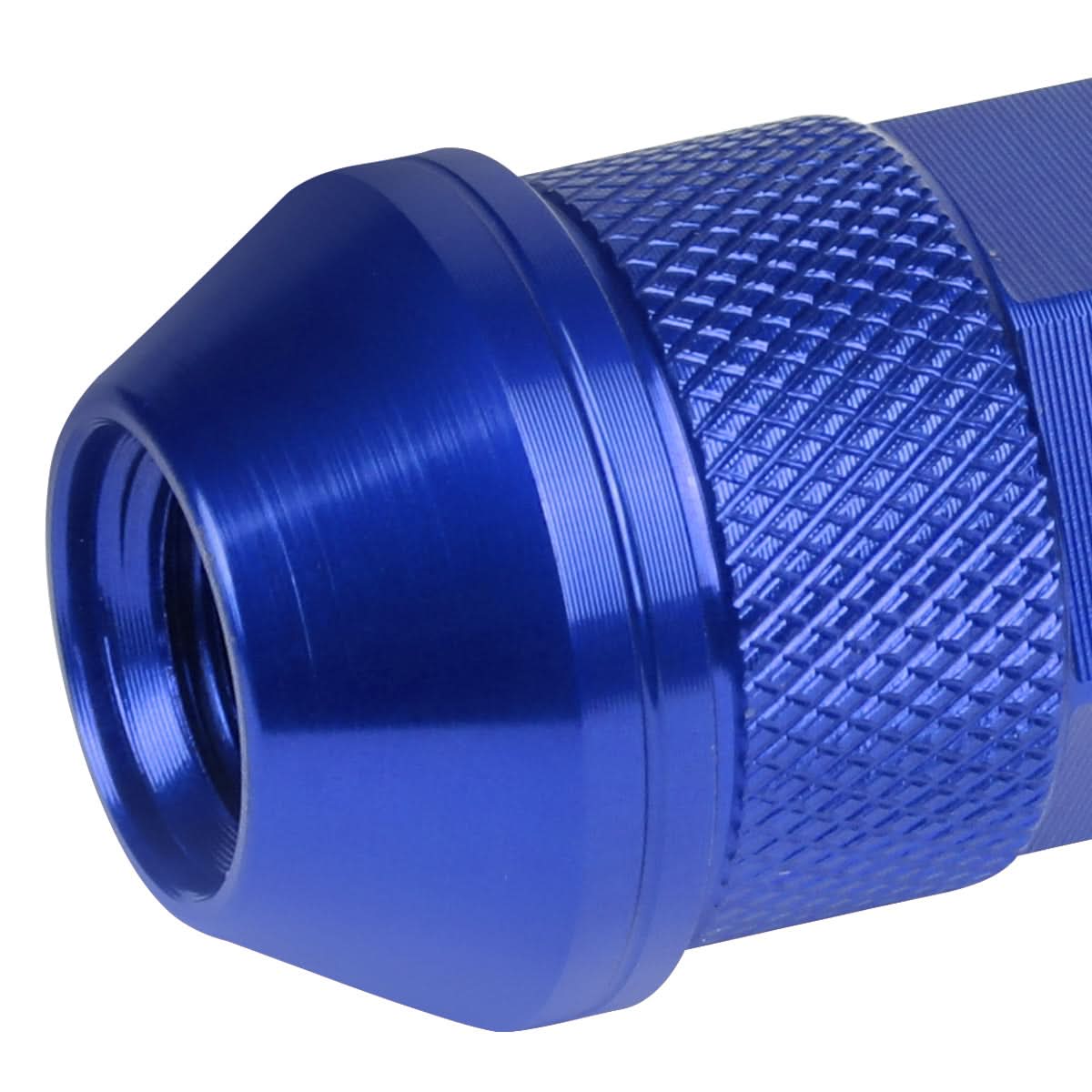 M12x1.5 70mm Open-End Aluminum Lug Nuts 20pc Set w/ Key Blue