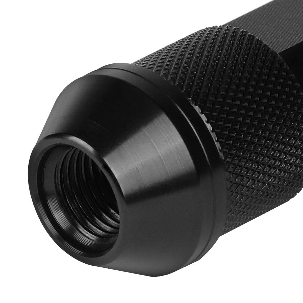 Aluminum Open-End Lug Nuts M12x1.25 90mm 20pcs w/ Adapter Black