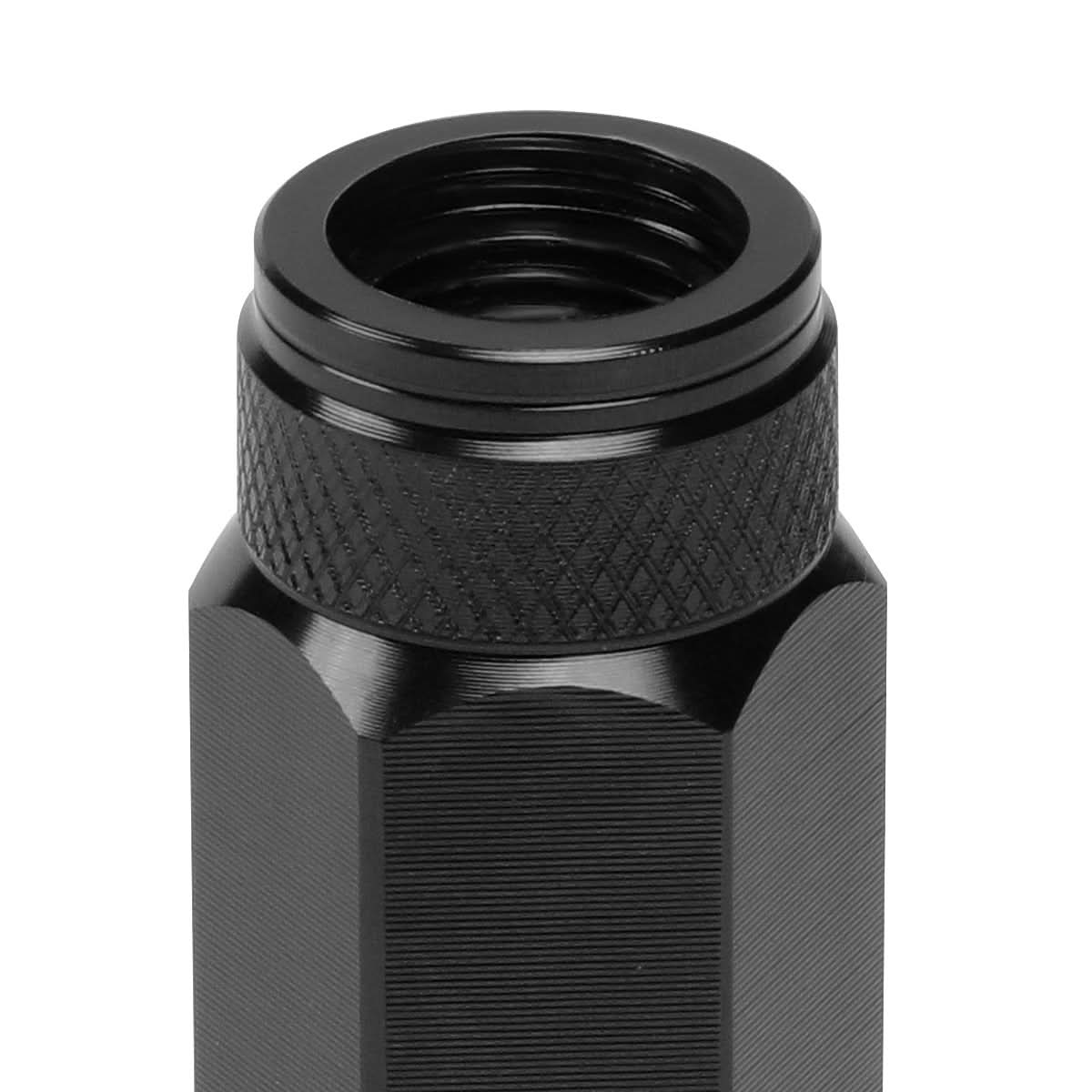 Aluminum Open-End Lug Nuts M12x1.25 90mm 20pcs w/ Adapter Black