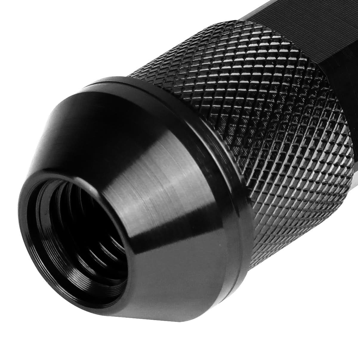 Universal Aluminum Open-End Lug Nuts 90MM M12X1.5 20PCS with Adapter Black
