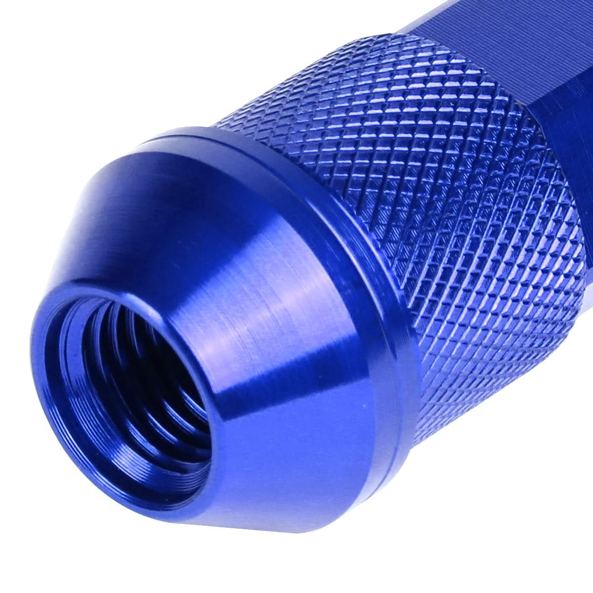 Aluminum Lug Nuts Open End 90mm M12x1.5 20pc Set with Adapter Blue