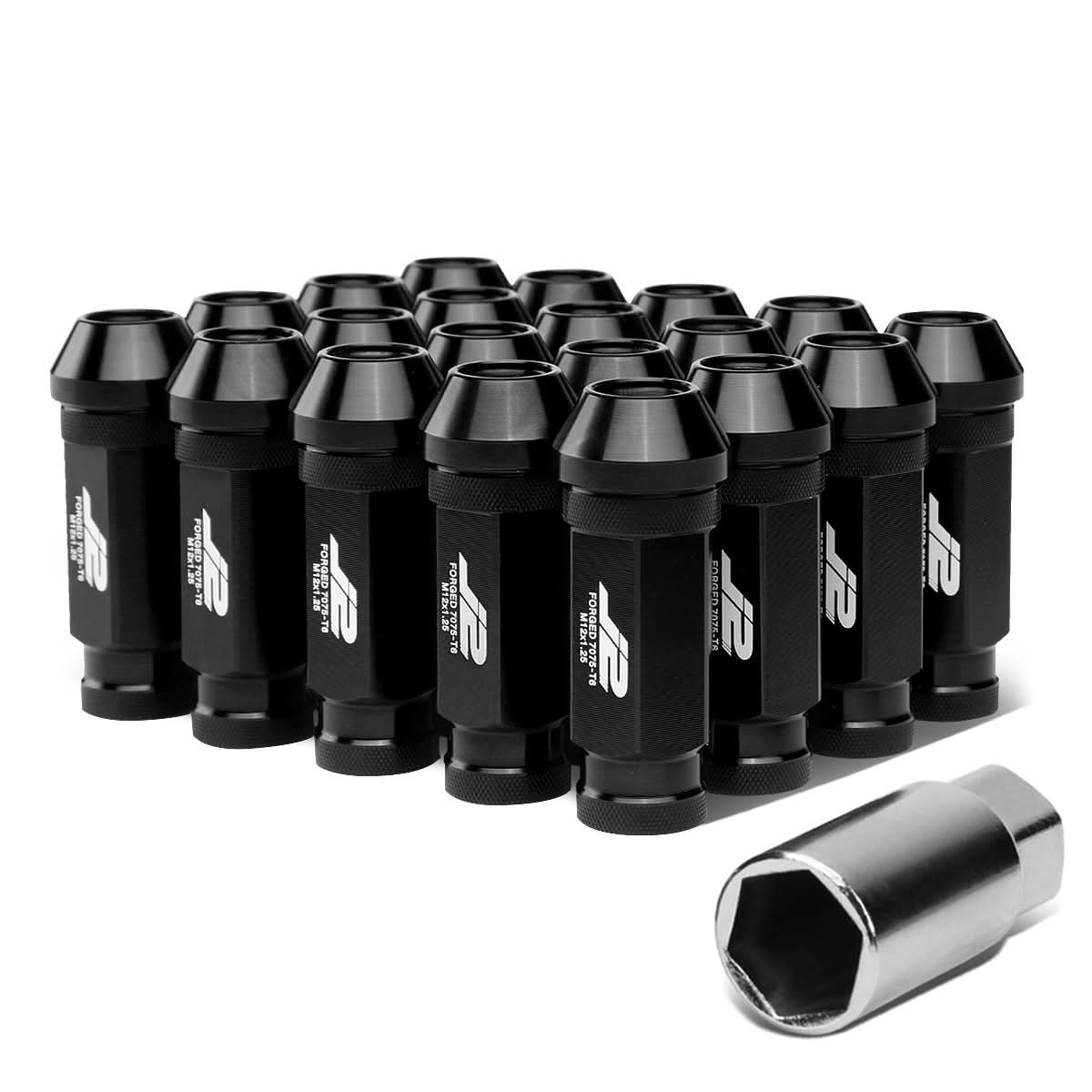 Universal Aluminum Lug Nuts Open End 60MM M12x1.25 20PC Kit w/ Adapter