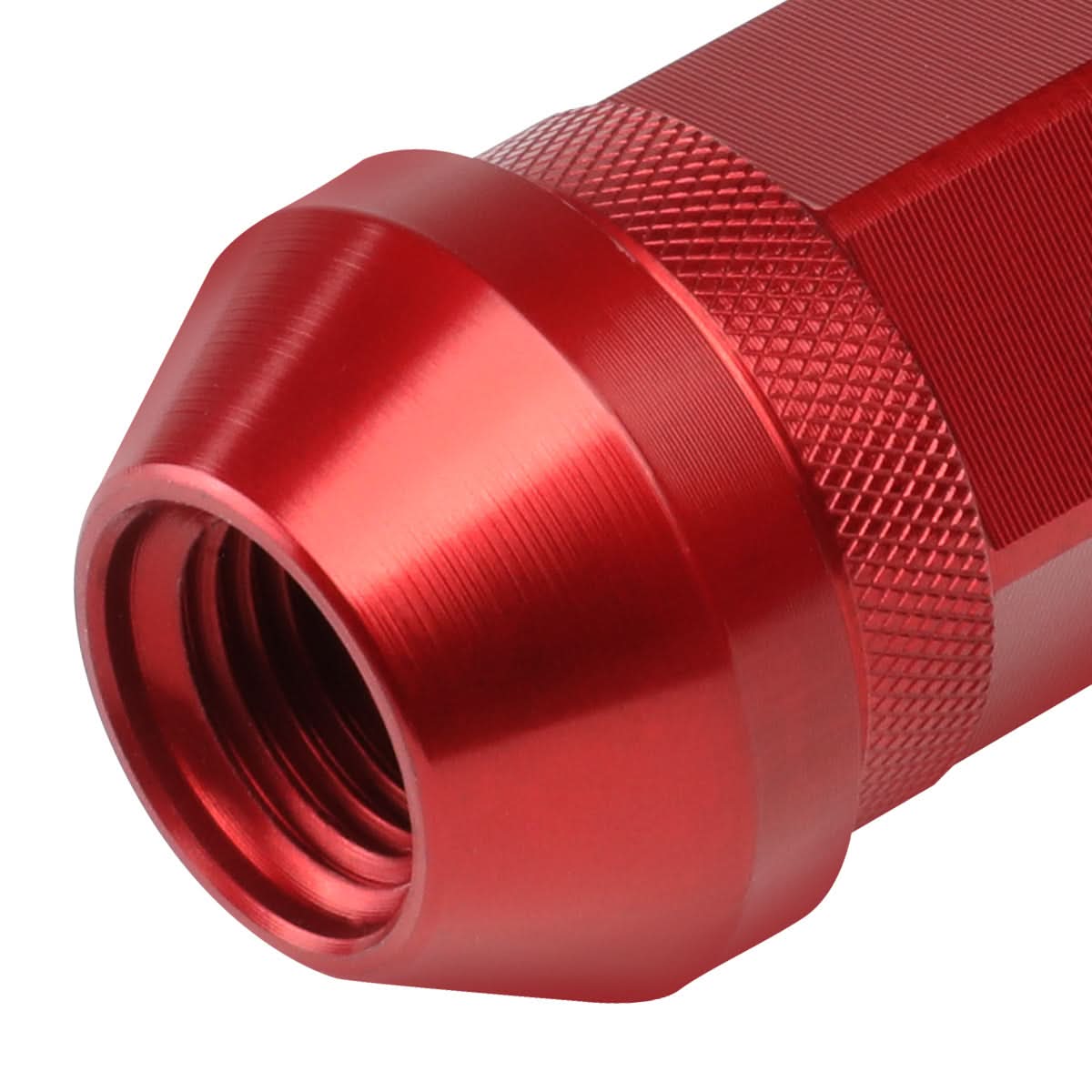 Aluminum Open-End Lug Nuts 60MM M12X1.25 Red 20PCS with Adapter
