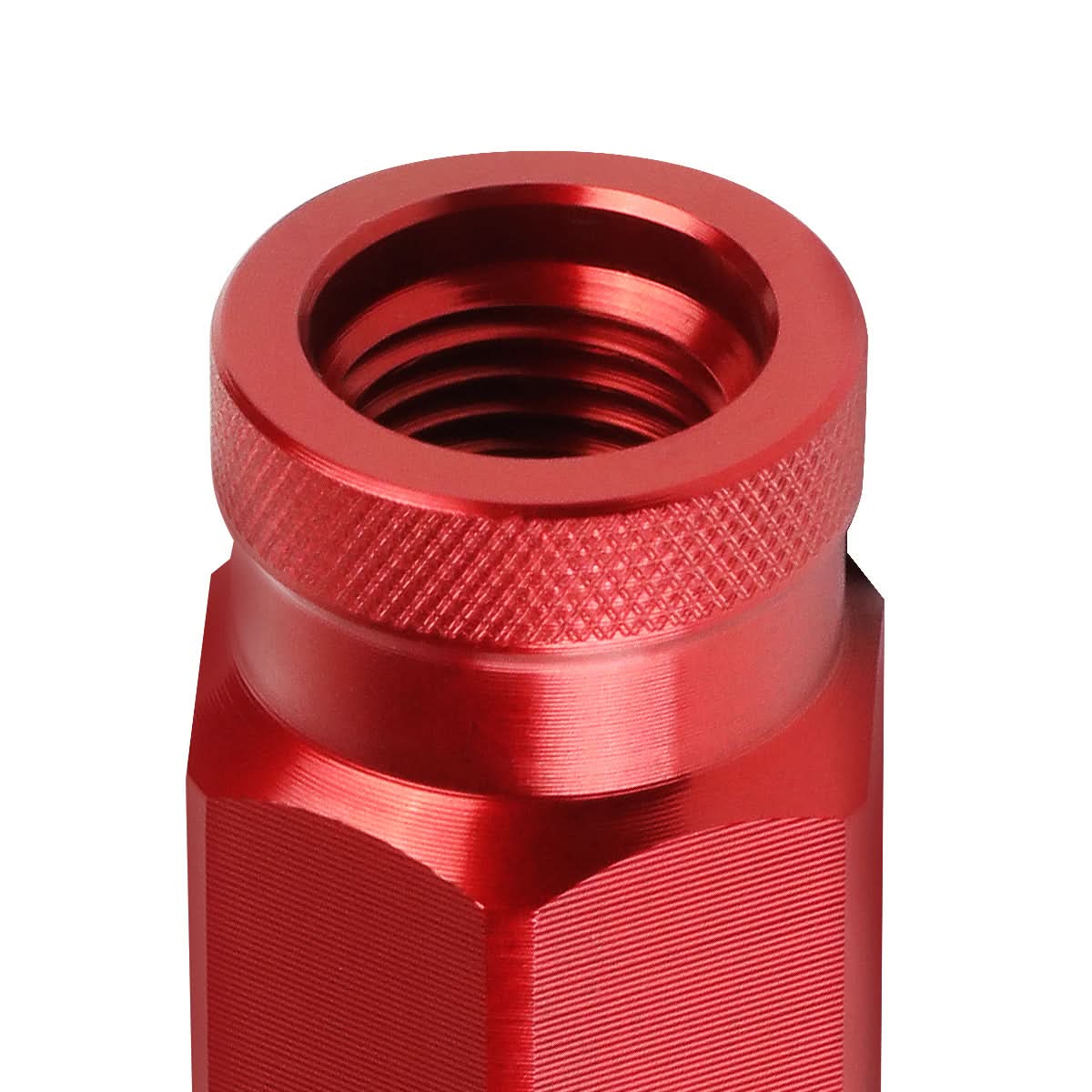 Aluminum Open-End Lug Nuts 60MM M12X1.25 Red 20PCS with Adapter