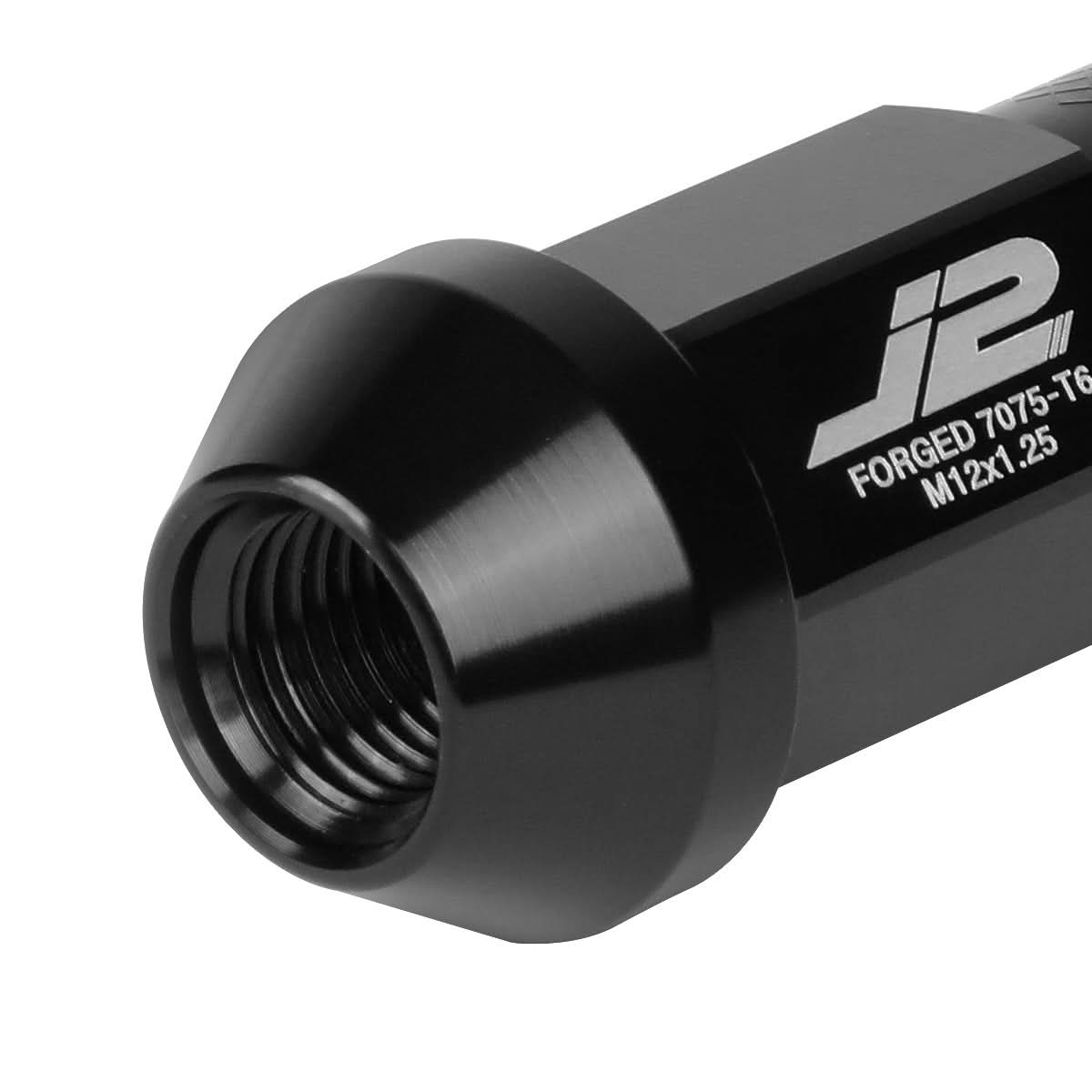 Aluminum Open-End Lug Nuts M12x1.25 50mm 20pc Set w/ Adapter Black
