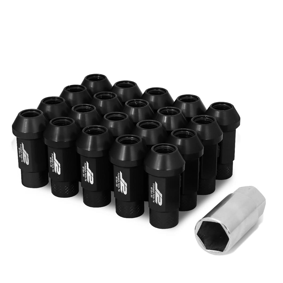 Aluminum Lug Nuts 50mm Open End M12x1.5 Thread 20pc Set with Adapter