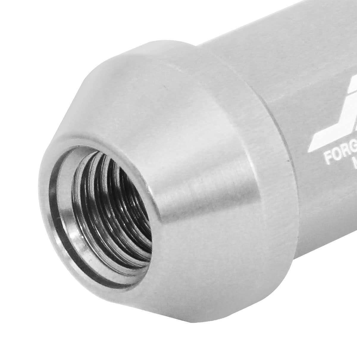 Aluminum Lug Nuts 50mm Open-End M12x1.5 20pc Set with Adapter Silver