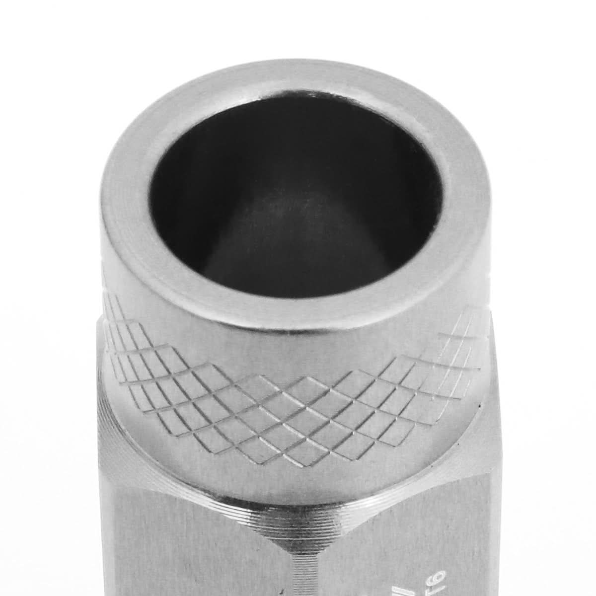 Aluminum Lug Nuts 50mm Open-End M12x1.5 20pc Set with Adapter Silver