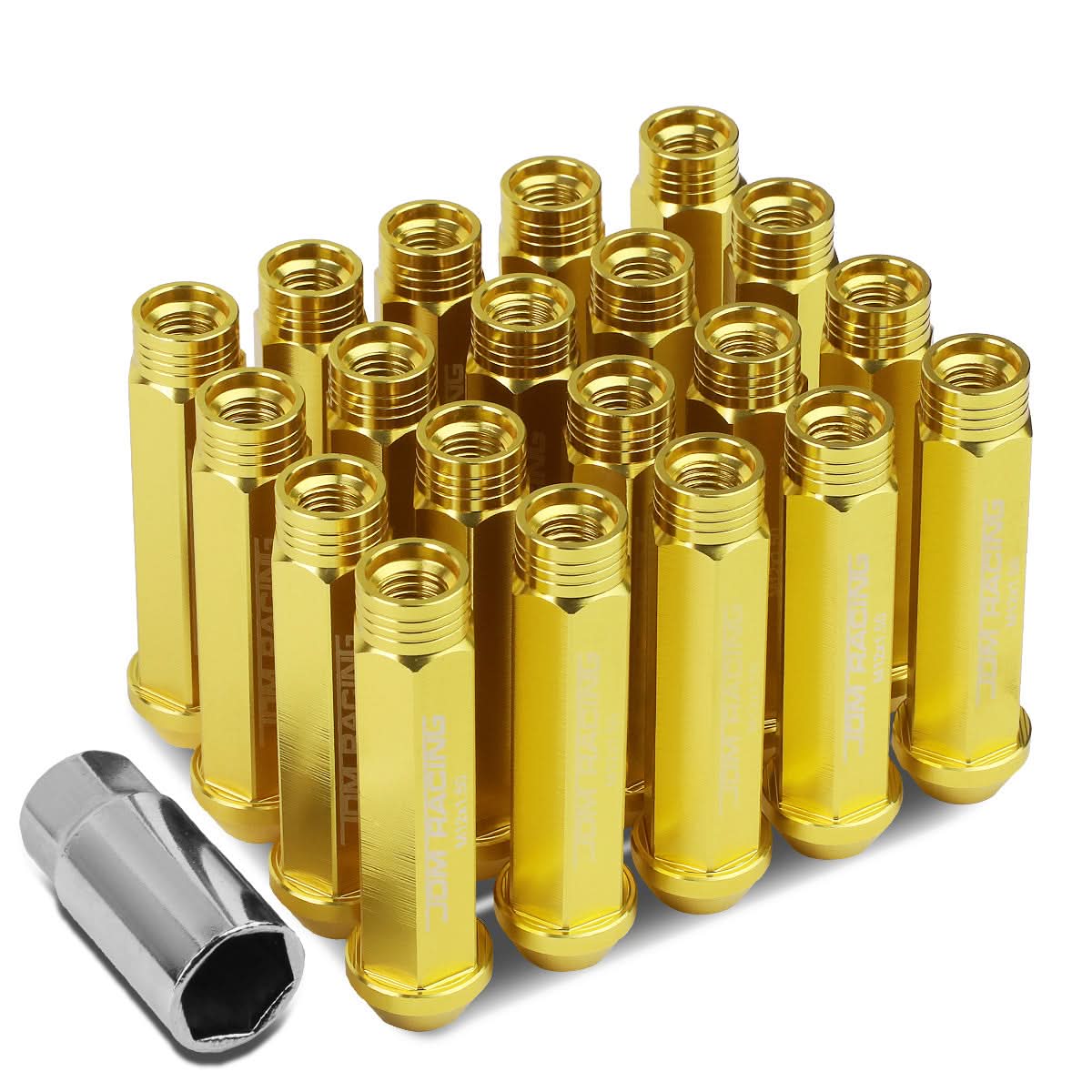 Aluminum Acorn Extended Lug Nuts M12 x 1.5 Gold 20pc Set