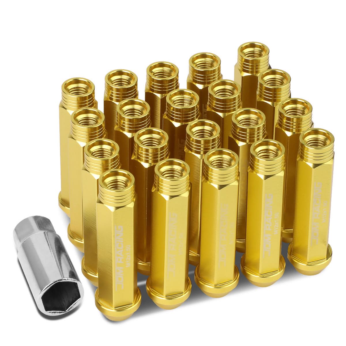 Aluminum Acorn Extended Lug Nuts M12 x 1.5 Gold 20pc Set