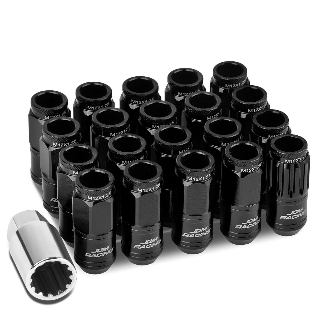 M12 x 1.25 Acorn Style Lug Nuts Set - 16 Pcs + 4 Locks Aluminum