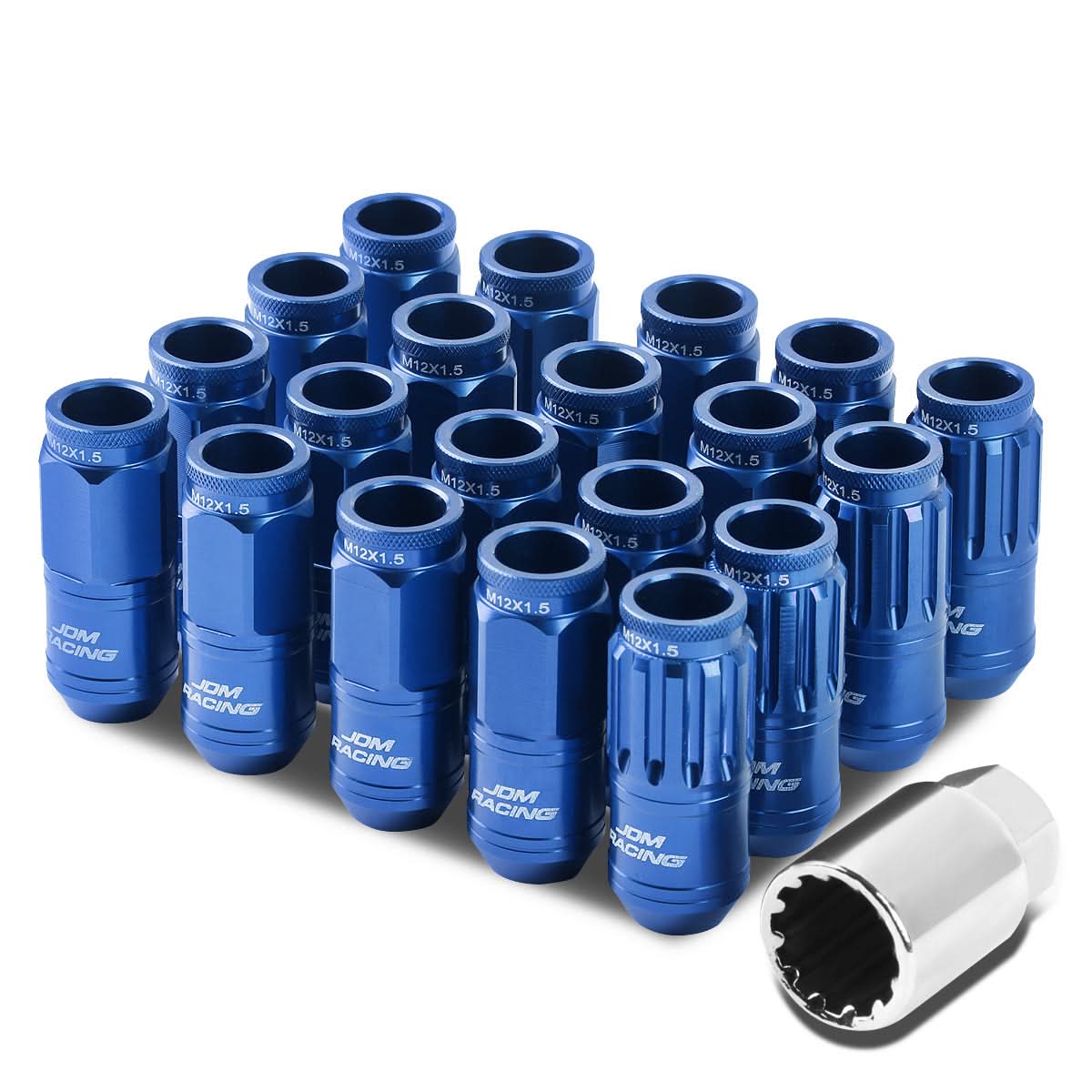 M12 x 1.5 Acorn Style Lug Nuts with Locks - Aluminum Blue