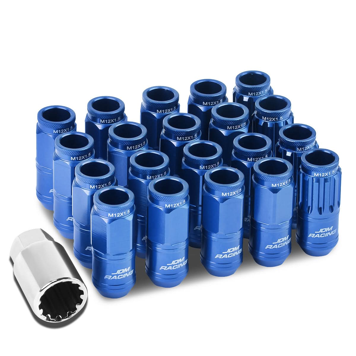 M12 x 1.5 Acorn Style Lug Nuts with Locks - Aluminum Blue