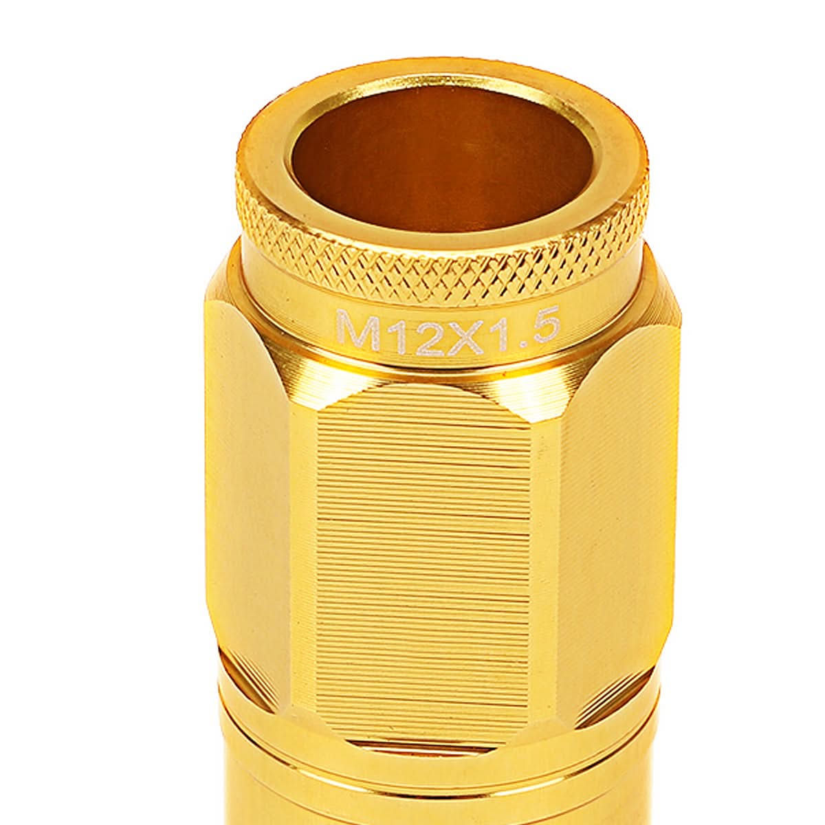 Aluminum Acorn Lug Nuts M12x1.5 50mm 21mm OD 16pcs + 4 Locks Gold