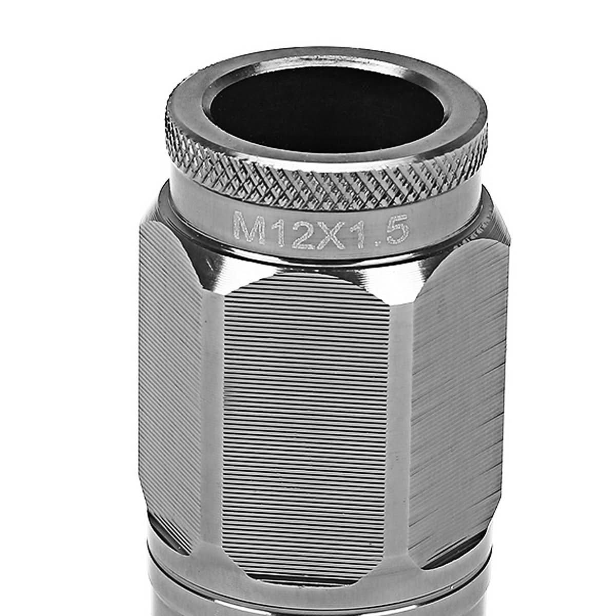 M12 x 1.5 Acorn Style Lug Nuts - Aluminum Gun Metal 16pc + 4 Locks