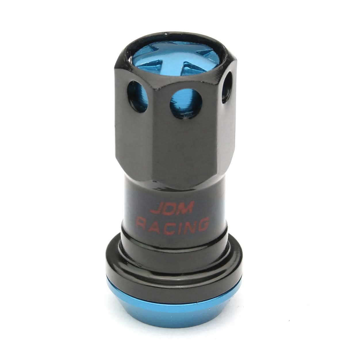 M12 x 1.25 Aluminum Lug Nuts Set - Lock Style 16pc + 4 Locks Black/Blue