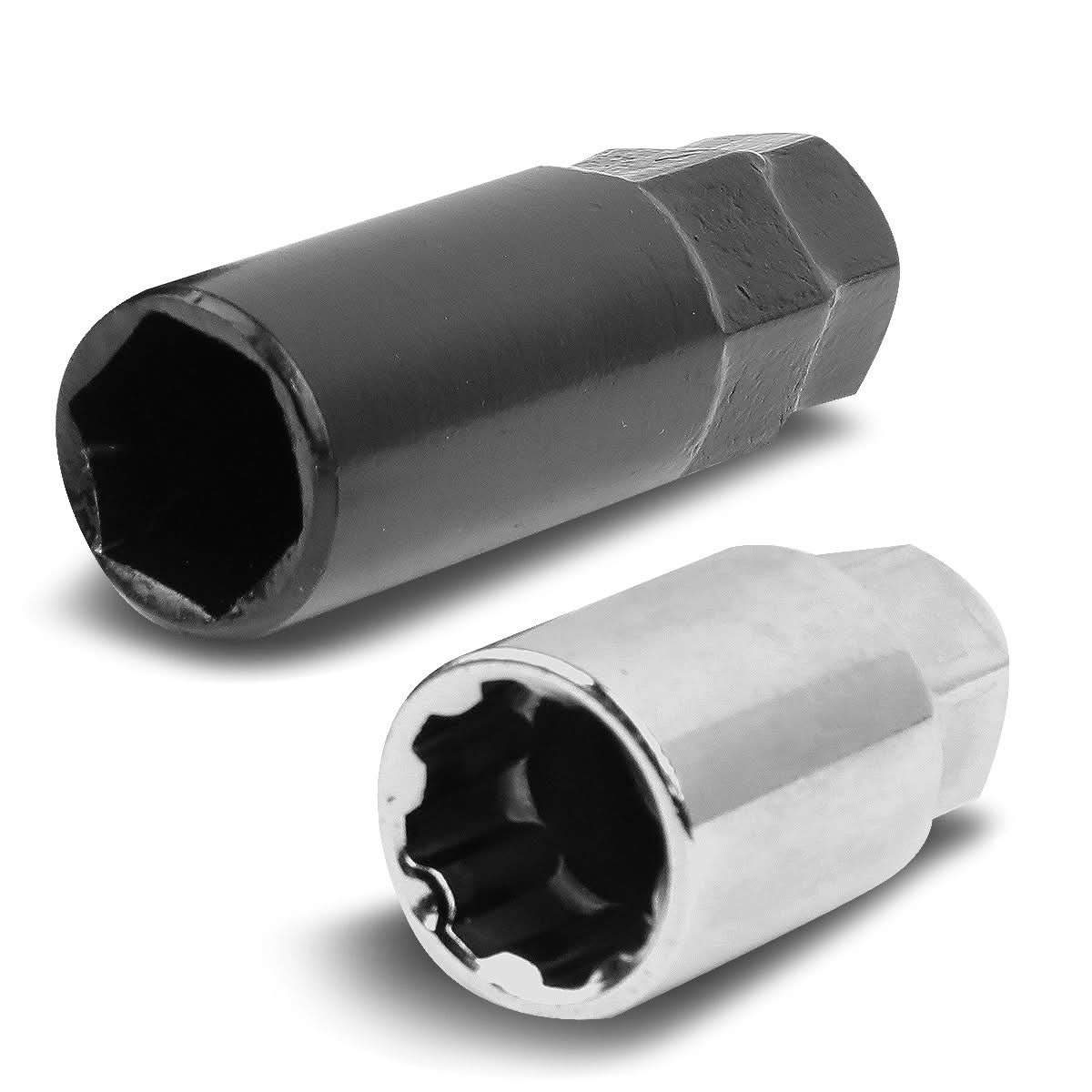 M12 x 1.25 Aluminum Lug Nuts Set - 16 Pcs + 4 Locks with Key Black/Red