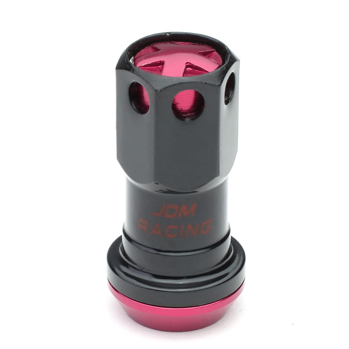 M12 x 1.5 Aluminum Lug Nuts Lock Style 16pc Set Black Pink
