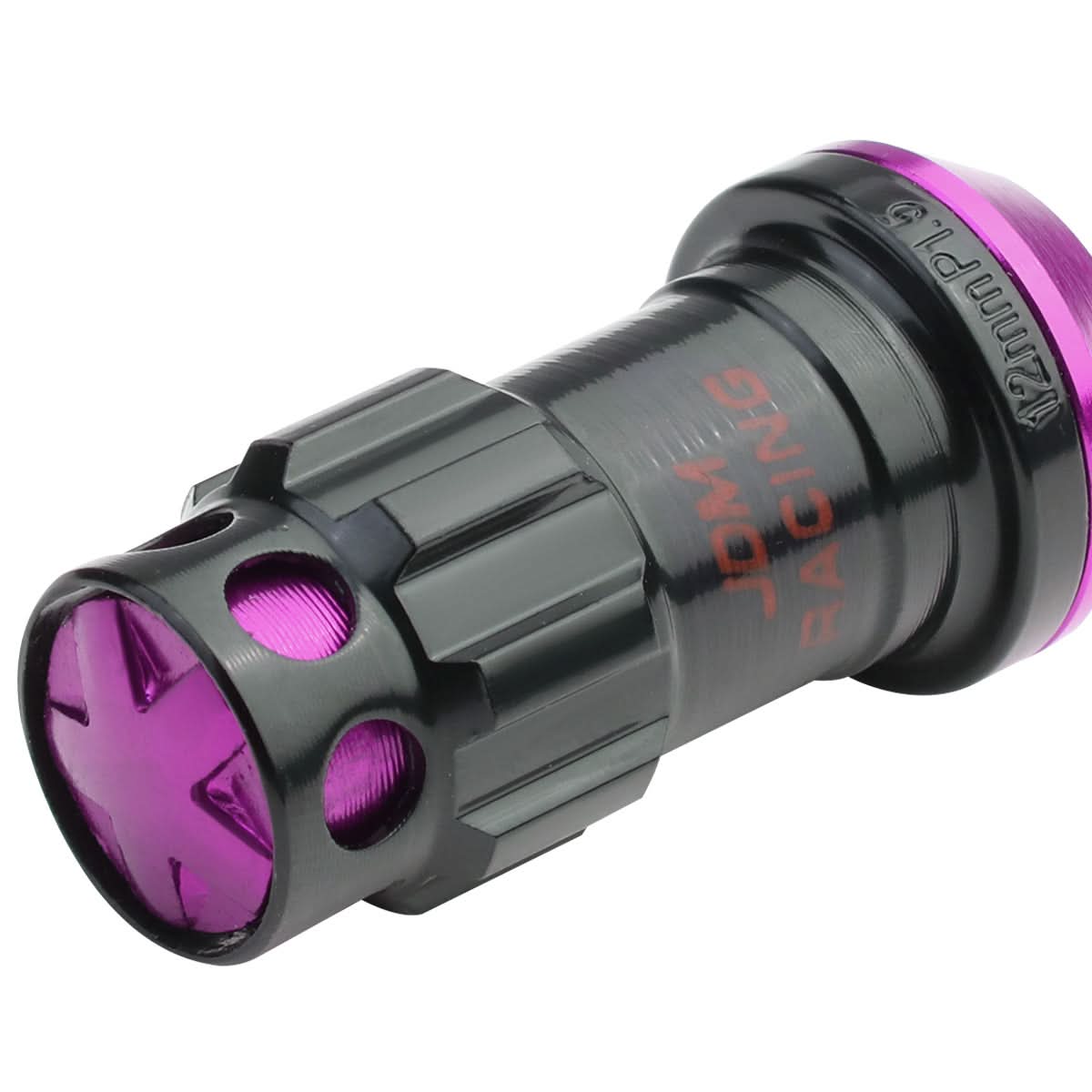 M12 x 1.5 Aluminum Lug Nuts 16pc + 4 Locks Black Purple